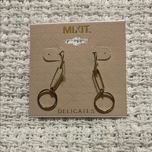Mixit Delicates Gold Circle Drop Earrings
